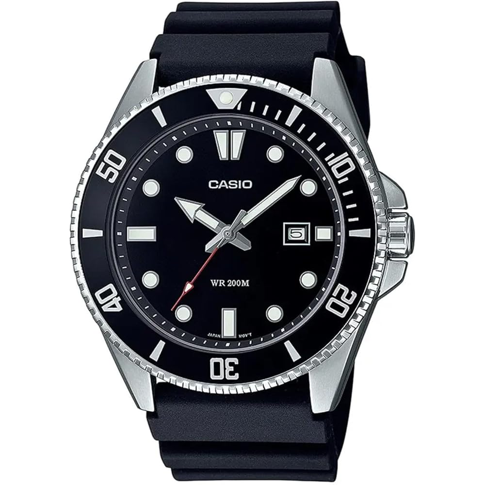 

Casio MDV-107-1A1V Analog Sports Watch 20 ATM Water Resistant Black Bezel Rubber Band Men s