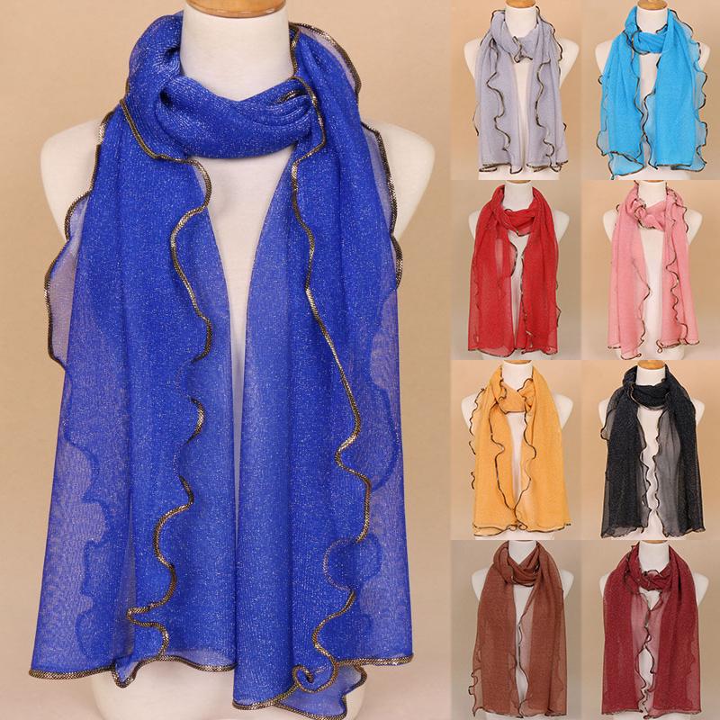 

Женский модный мягкий шелковистый однотонный длинный шифоновый шарф, шаль, глушитель