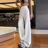 Women's Gray Slim Wide-Leg Sweatpants: Spring 2025 Casual Draped Sports Trousers