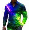 Camisas de manga larga con estampado de relámpagos para hombre, cárdigan informal, nuevas camisas de moda con botones para las fiestas