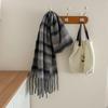 Tonglu Women's Mohair Winter Scarf: Black & White Plaid, High-End, Thick & Warm Neck Warmer