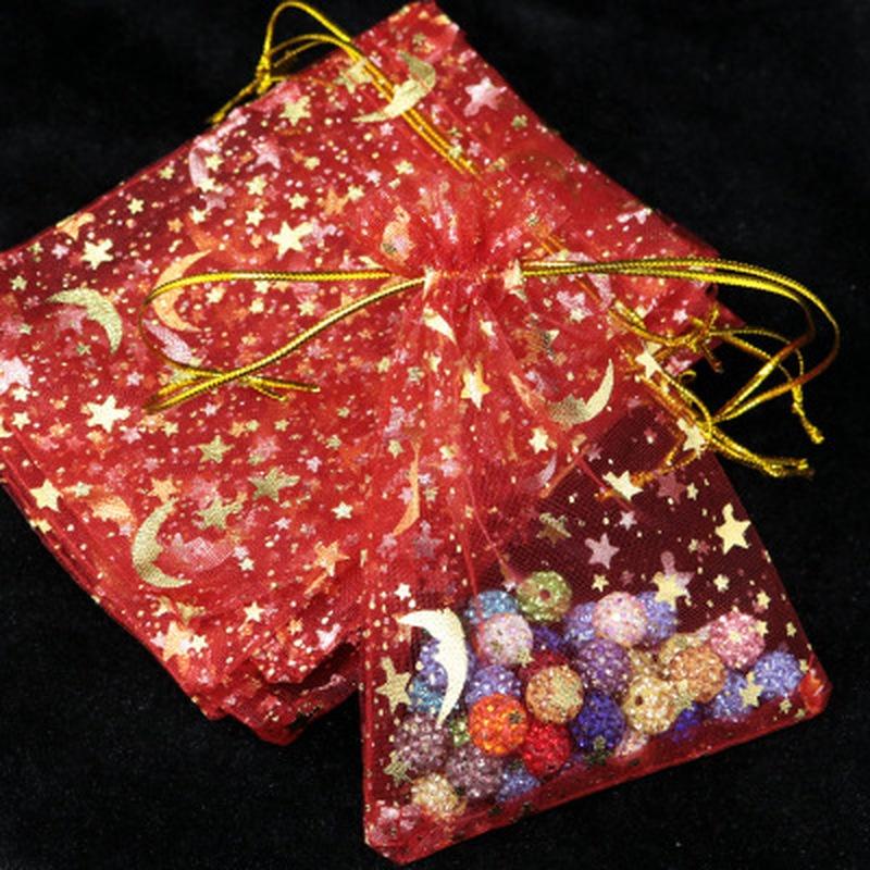 100pcs Glitter Jewelry Pouch Organza Bags Gift Packaging Bag Wedding Christmas Gift Bag Candy Bag