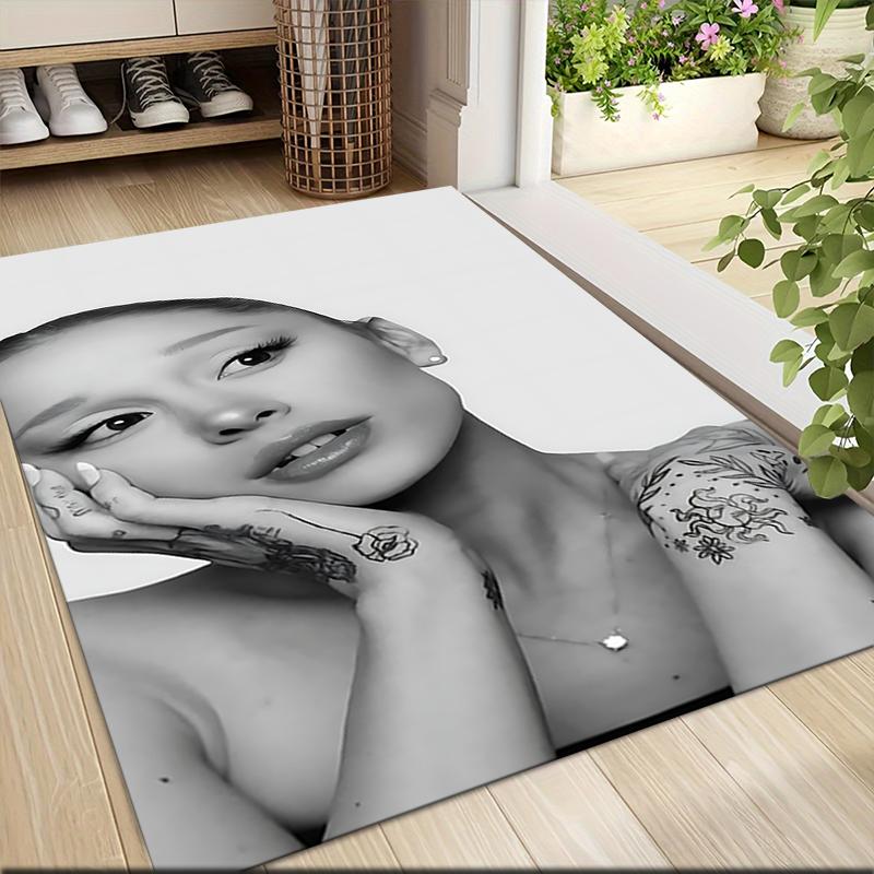 Black White Portrait Carpet Rug Soft Washable Antislip Home Living Room Sofa Mats Personalized Christmas Rug