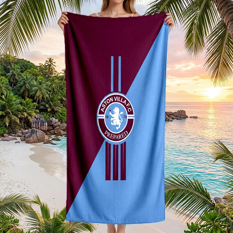 Aston Villa Football Beach Towel Soft Microfiber Summer Towel Quick Dry Absorbent Towel for Beach Swimming Pool Travel