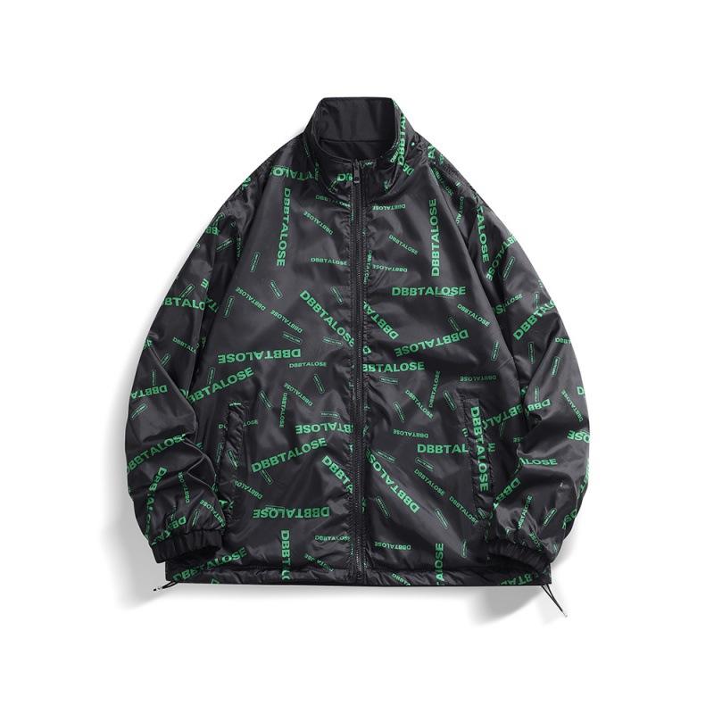 Stehkragen Doppelseitiger Buchstabendruck Herren Sportjacke Frühling Herbst Baseball Jugend Freizeitkleidung