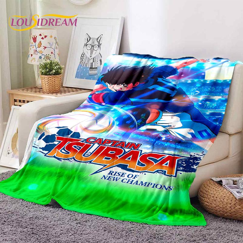 Cartoon Captain Tsubasa Fußball Weiche Flanelldecken, Überwurfdecke Bequeme Decke für Picknick Betten Sofa Zuhause Schlafzimmer Geschenke