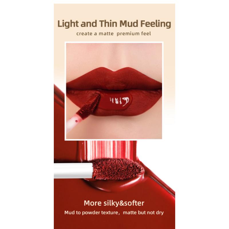 QiBest Non-Stick Lip Glaze Matte Matte Liquid Lipstick Non-Fading Lip Gloss