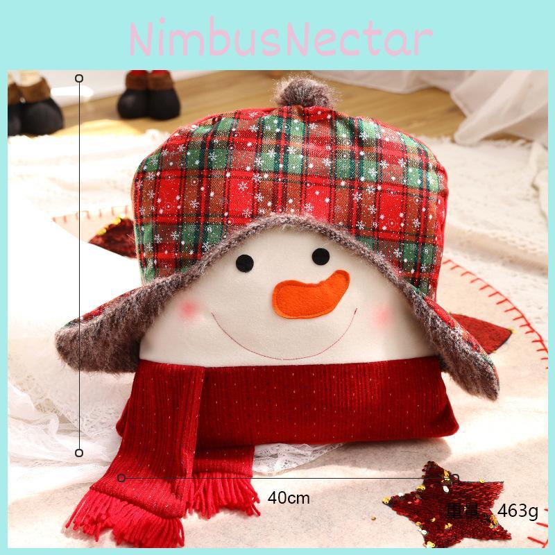 Christmas Festive Scene Decor Hug Pillow With Plush Reindeer Snowman And Santa For Gift And Shop Display