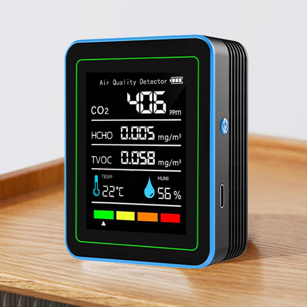 5-in-1 Indoor Air Quality Monitor USB Charging Air Quality Tester with Temperature Humidity TVOC Display for Home Office