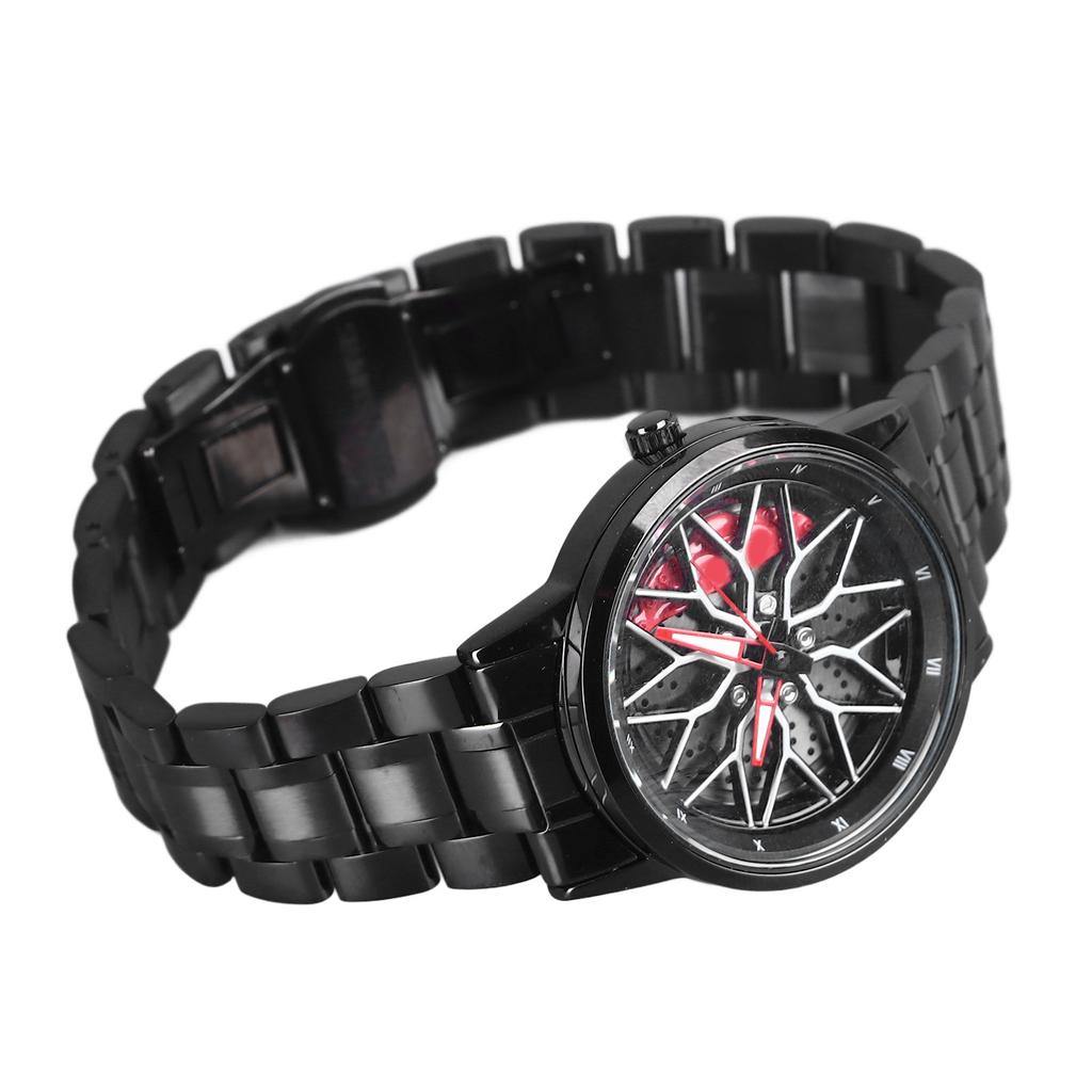 Car Wheel Watch Japanese Quartz Movement 30M Waterproof Rotating Racing Car Inspired Wrist Watch