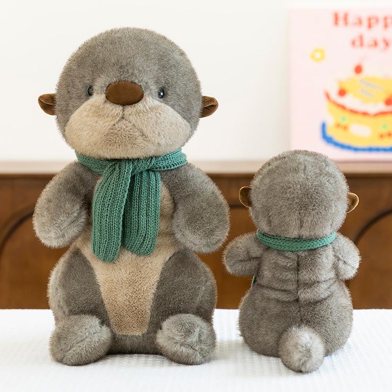 Cute Scarf Otter Plush Toy Zoo Souvenir Children Comfort Doll Pillow Gift
