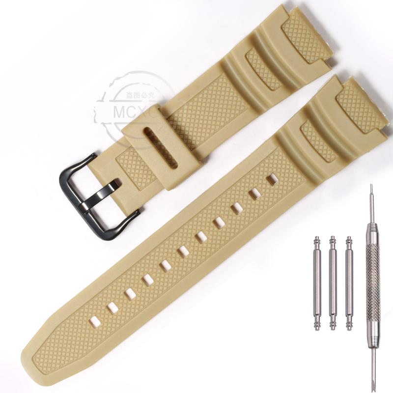 Uhrenarmband für Casio AQ-S810W AE1200WH SGW300 400 500 W-800H Herren Wasserdicht Natürliches Harz Ersatz Dornschließe Armband