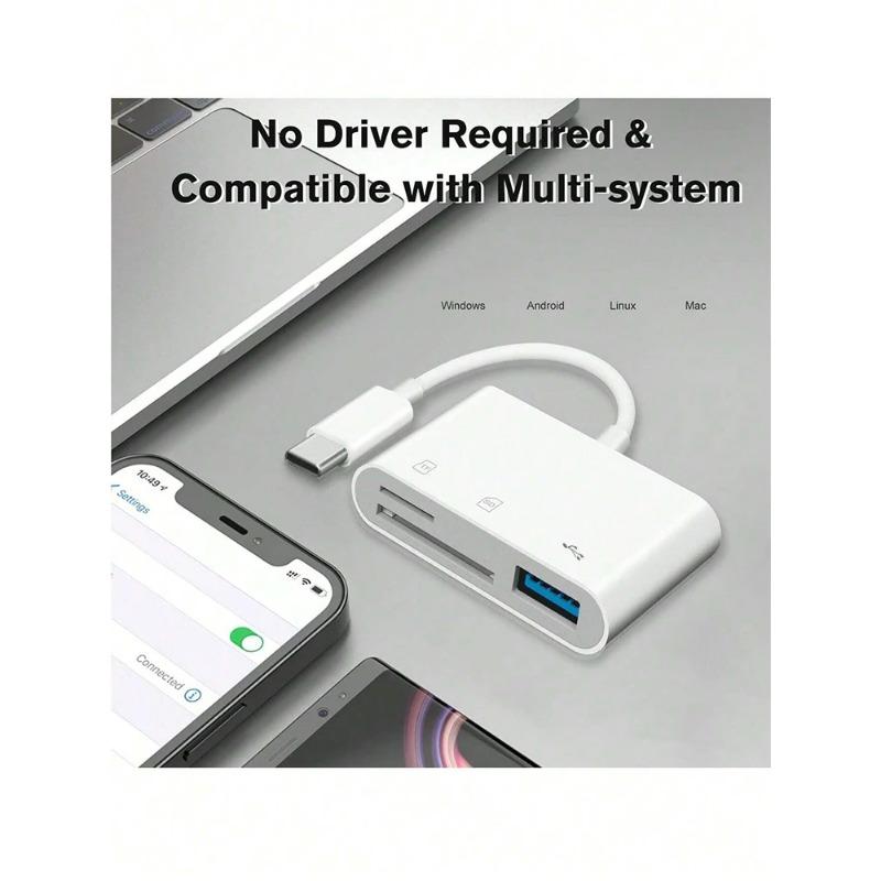 3 In 1 OTG Card Reader Type C Lightning to SD TF Memory Card Adapter For PC Laptop iPhone Multi Smart Cardreader No APP Requires