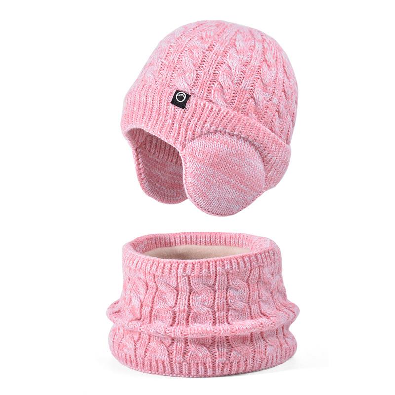 Winter Plush Thick Children's Hat, Scarf Gloves, Three Piece Set, Men's and Women's Outdoor Windproof Ear Protection, Warm Knitted Hat