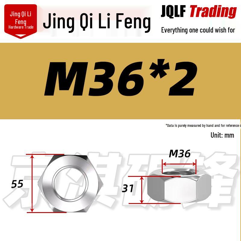 201 Stainless Steel Hex Nut: M3–M56 Fine Thread Thickened Nut