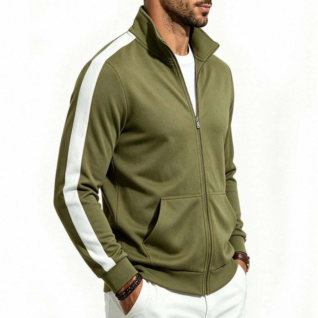 Bequeme lässige Herren-Langarmjacke mit Stehkragen und Taschen für den Alltag