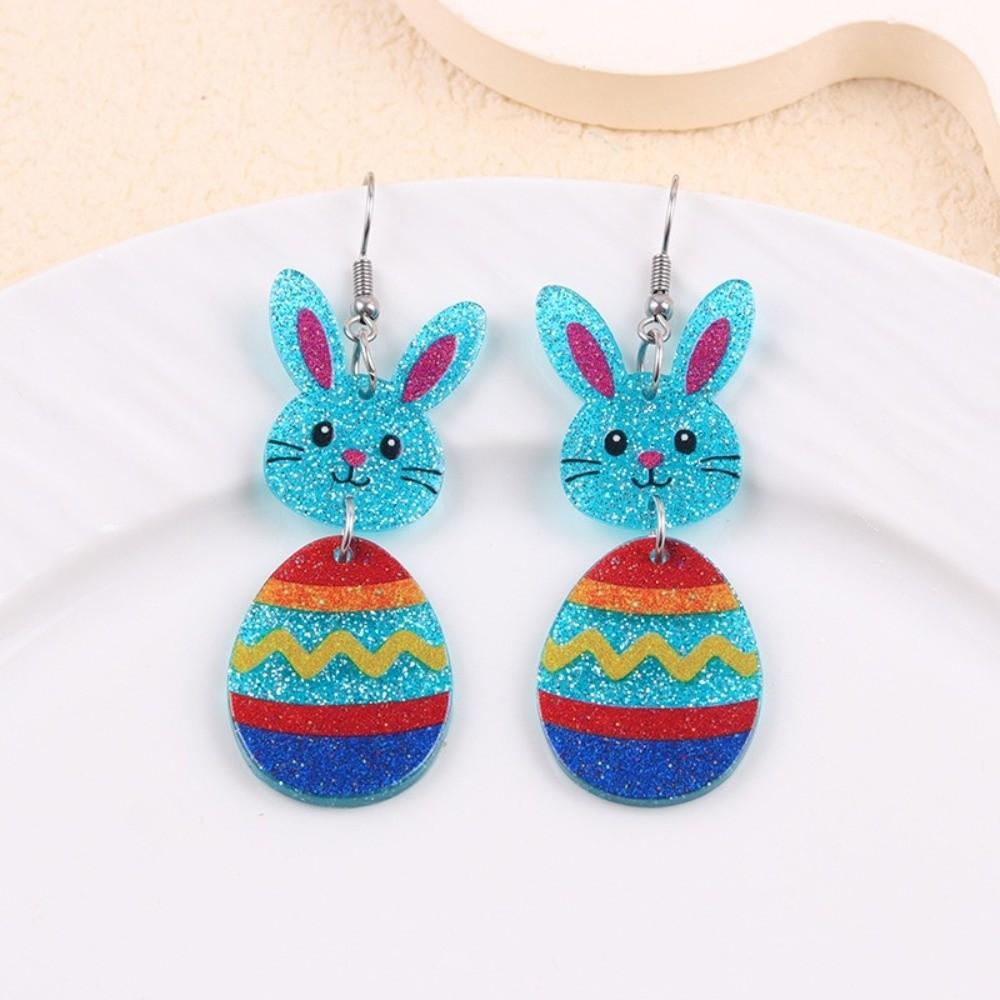 Cartoon Bunny Pendant Earrings Acrylic Easter Egg Dangle Earrings Easter Egg Earrings Party