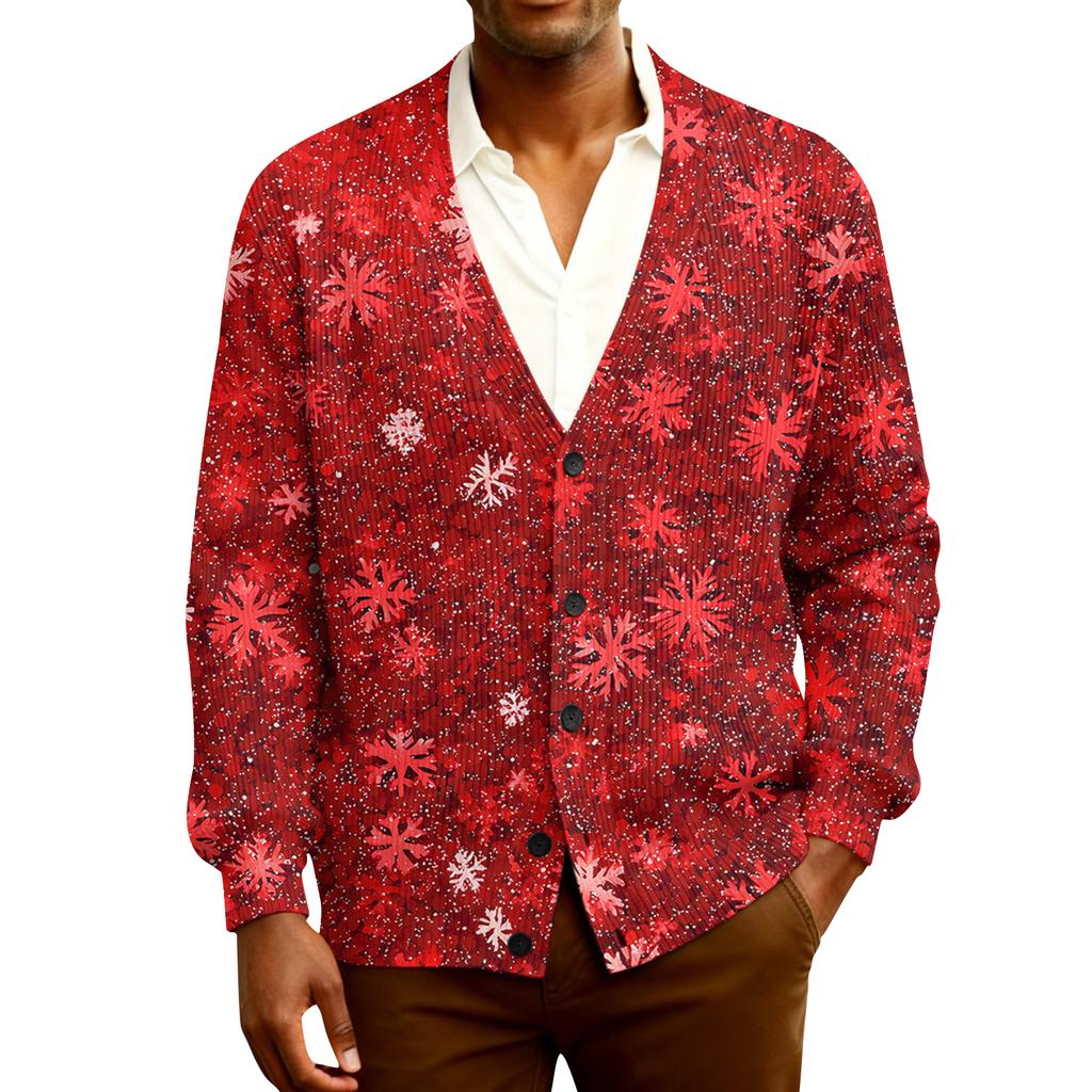 Ribbad långärmad kofta för män