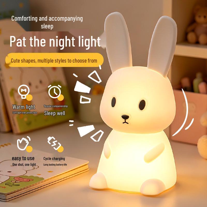 Silicone Pat-On Night Light - Children's Bedroom Lamp with Timer for Birthdays
