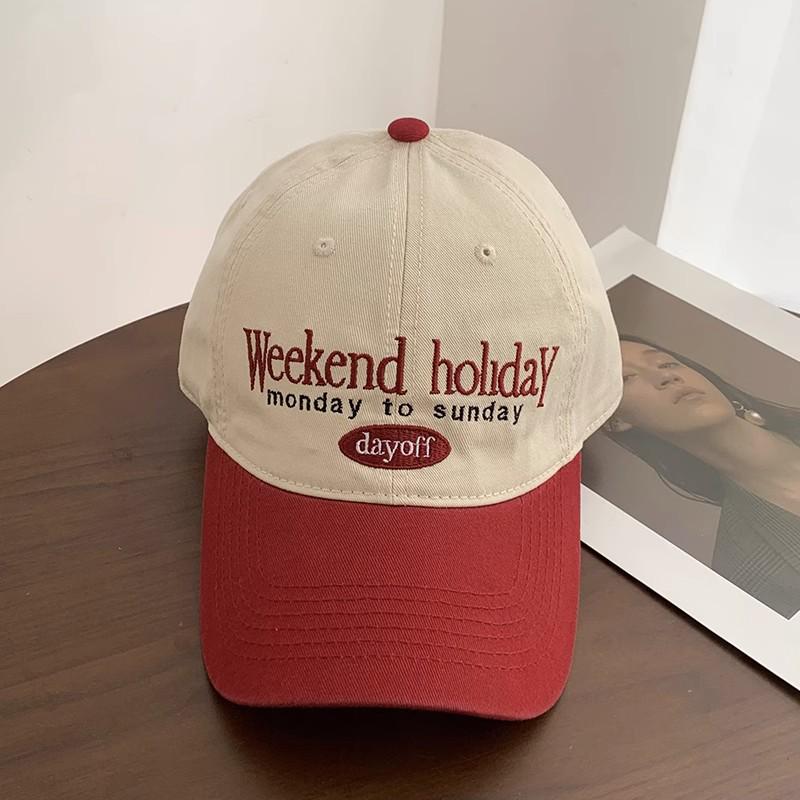 Women's Retro Color-Block Korean Baseball Cap: Face-Slimming, Wide-Brim, Versatile Duckbill Hat for Large Head Circumference