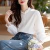 Fungus Collar White Shirt Women's Long-sleeved Spring Clothes New Loose Casual Inner Top Women's Pure Cotton Shirt
