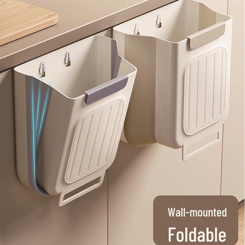 Foldable Kitchen Trash Can: Large, Thick, Cabinet-Hanging Design