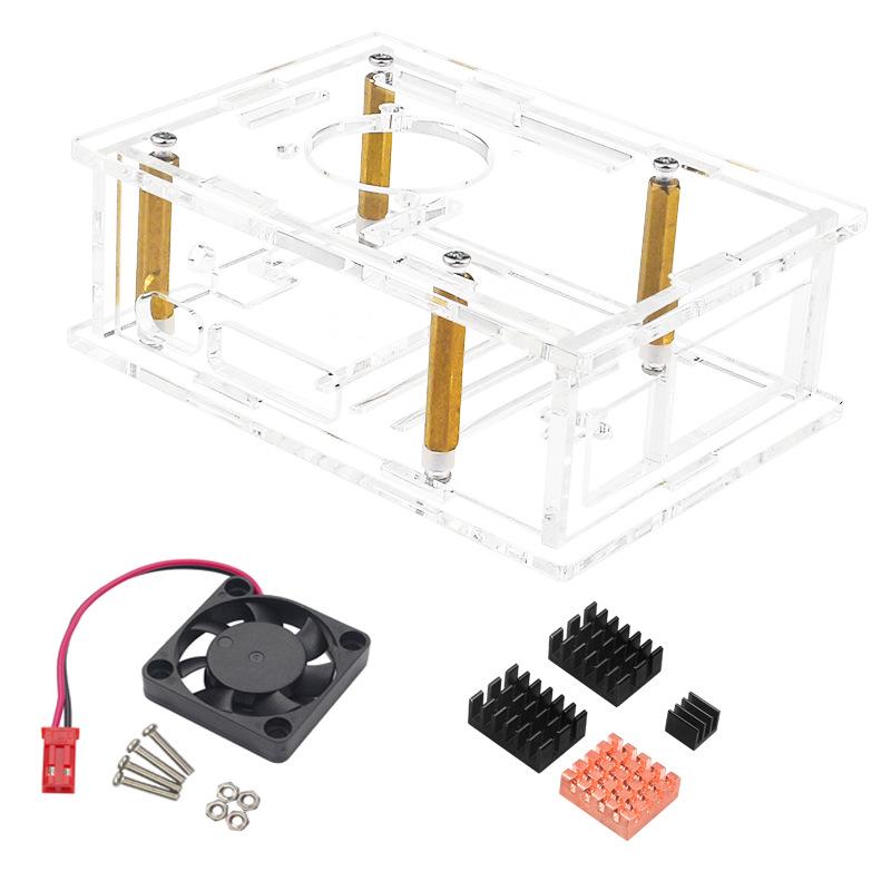 Raspberry Pi 5 Acrylic Case with Fan and Copper-Aluminum Heatsink