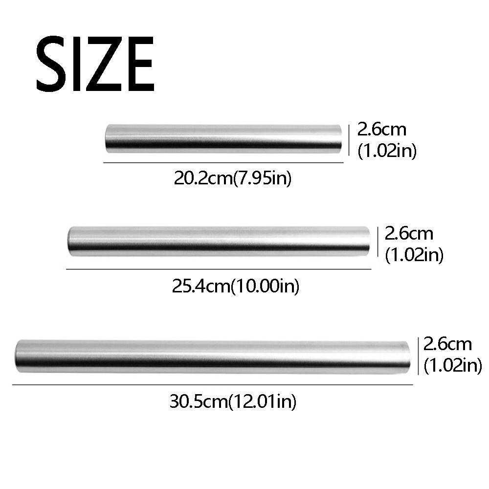 Smooth Surface Stainless Steel Rolling Pin 8/10/12inch Pizza Pastry Roller  Cooking Tool
