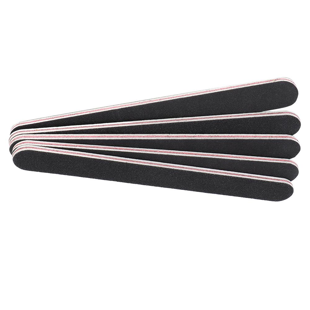 5pcs Sanding Nail File Double Sided Round Head Nail File Salon Nail Art Tool Black