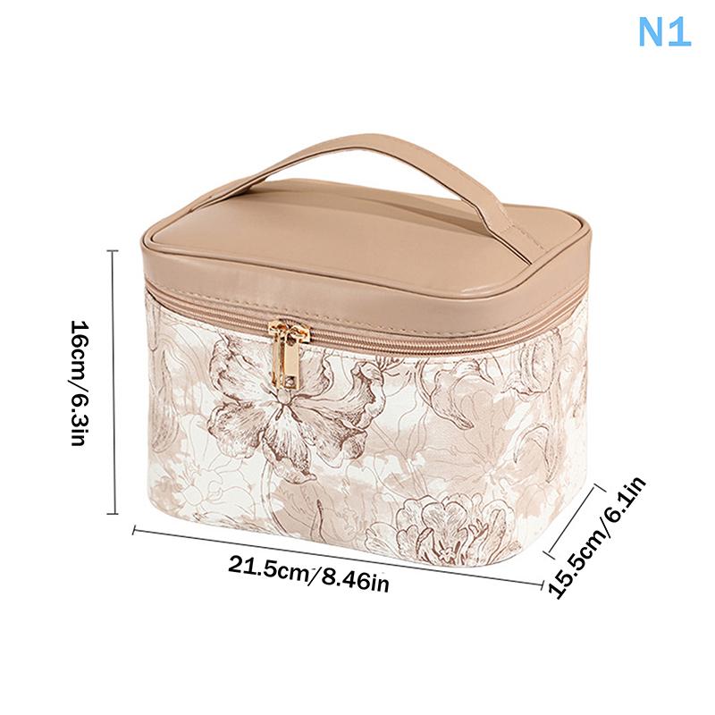 Floral Print Transparent Toiletry Bag 3-Pack Large-Capacity Handheld Makeup Storage Pouch for Women Travel