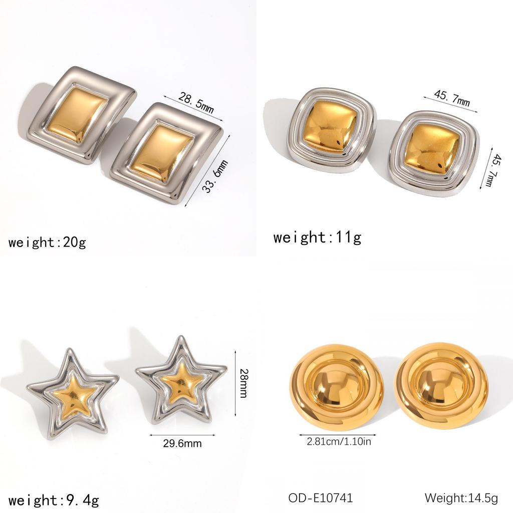 Boucles d'oreilles Géométriques Cœur Étoile en Acier Inoxydable pour Femmes