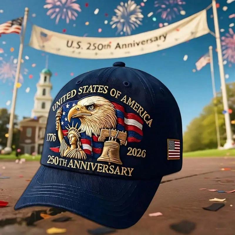 1pc Men's USA 250th Anniversary 1776-2026 Patriotic Baseball Cap, Skull Street Polyester Snapback Hats for Men,Retirement Party
