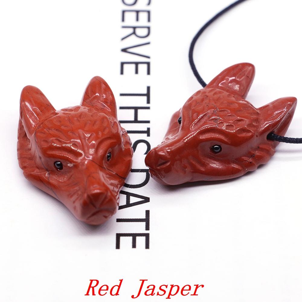 Testa di Lupo in Pietra Naturale da 1,5" Cristallo Curativo Reiki Animale Scolpito a Mano Statuetta Decorazione in Pietra Preziosa Fai da Te Accessori per Gioielli Regali