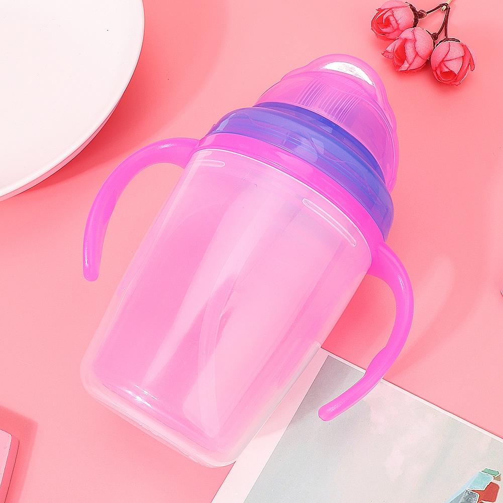 Baby Cup Bottle Straw Water Feeding Portable Handle Training Drinker Accessories (Pink)