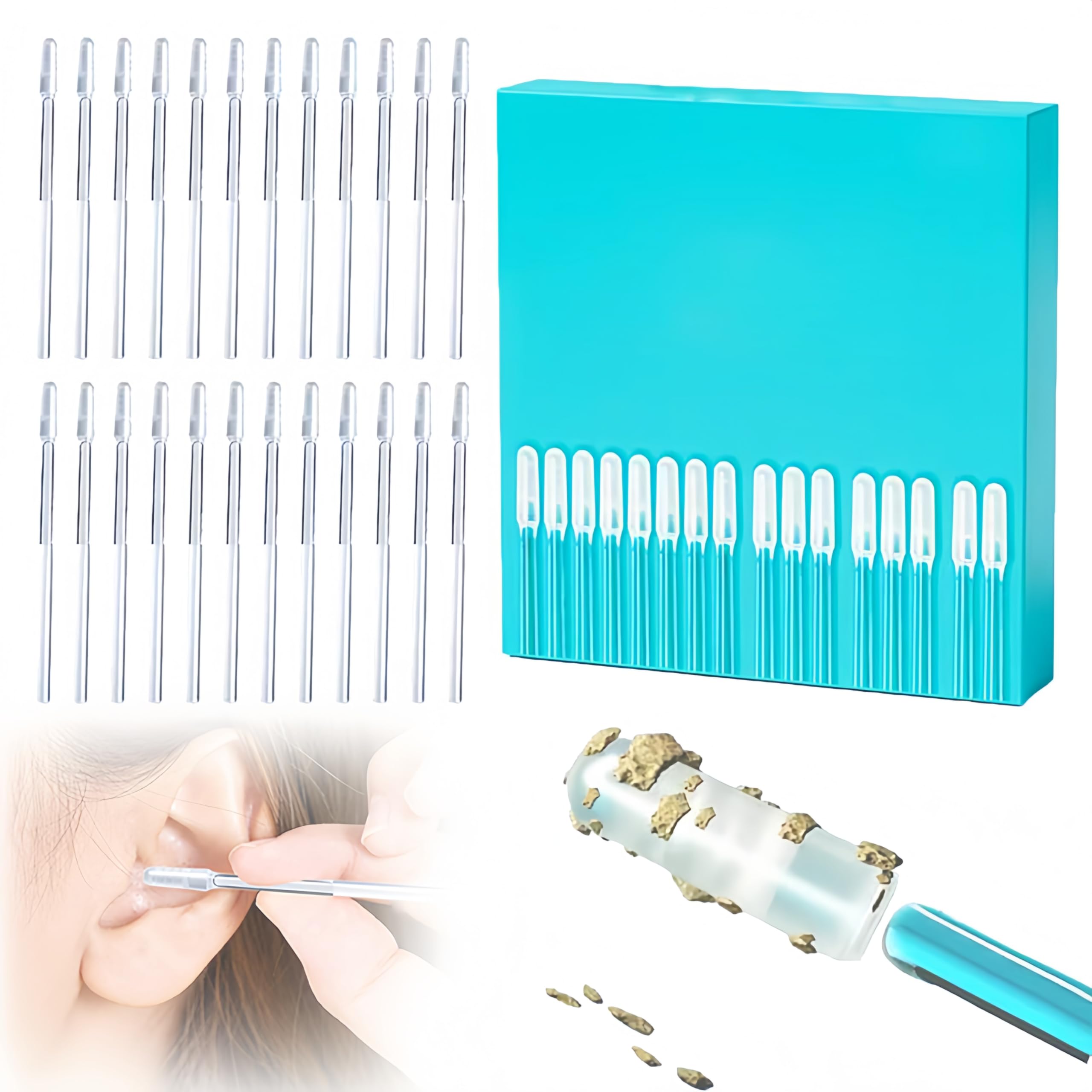 24pcs Disposable Sticky Ear Swabs Pick Reusable Ear Cleaner Soft Silicone Ear Wax Removal Tool Earwax Remover For Adult Kids