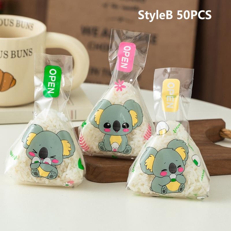 50/100 Pcs Cartoon Capybara Koala Triangle Rice Ball Packaging Bag Nori Onigiri Sushi Bag Sushi Making Mold Bento Accessories