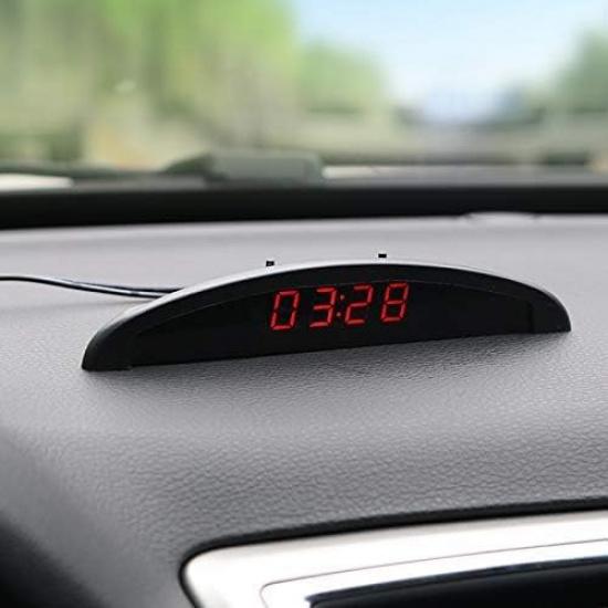 

Riloer 3-in-1 Car Digital Dashboard Clock, LED Temperature Gauge and Voltmeter Monitor, Heat Resistant Interior Thermometer with Time Memory, 12V красный