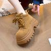 Retro Super Fire Thick-soled Heightening Martin Boots Women's Autumn New Rhubarb Boots British Versatile Short Boots
