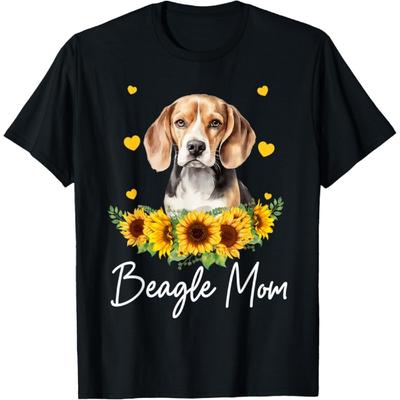 Damen Sonnenblume Beagle Mama Hundeliebhaber T-Shirt