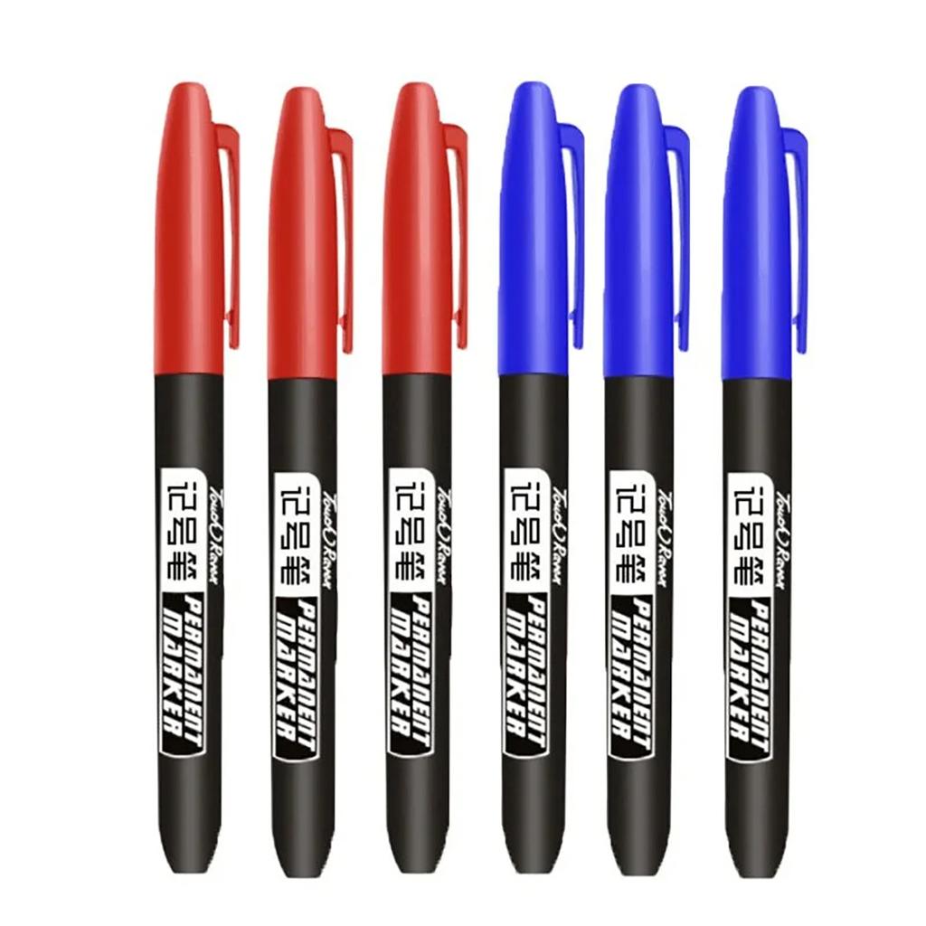 6/10 PCS Permanent Marker Pen Manga Drawing Markers Black Blue Red Waterproof Ink Sketch Pens Stationery Art School Supplies