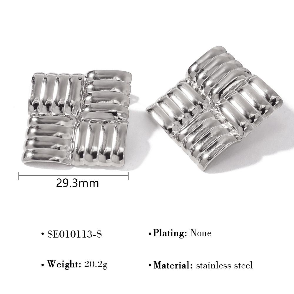 CARLIDANA Hot Selling Stainless Steel Jewelry Fashion Gold Plated Earrings Stripe Wrapped Triangular Square Earrings Women