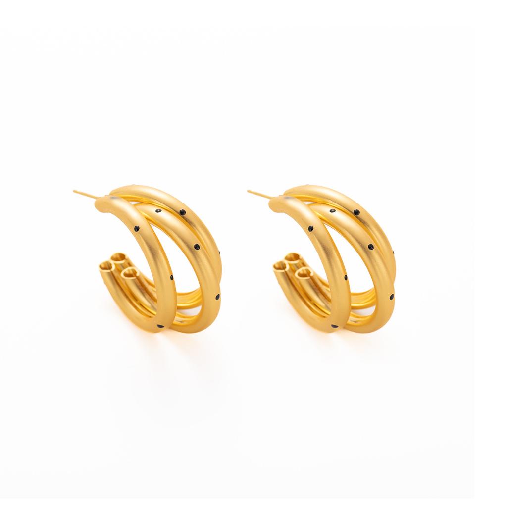Plain Circle Polka Dot Brushed Round Earrings, High-End Sense Niche Temperament Earrings, Exaggerated And Simple Earrings