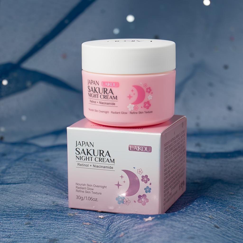 1pc LAIKOU Sakura Day Cream 30g, with Vitamin C & Hyaluronic Acid, for Daily Moisturizing, Night Moisturizer 30g, with Niacinamide, Retinol, LAIKOU