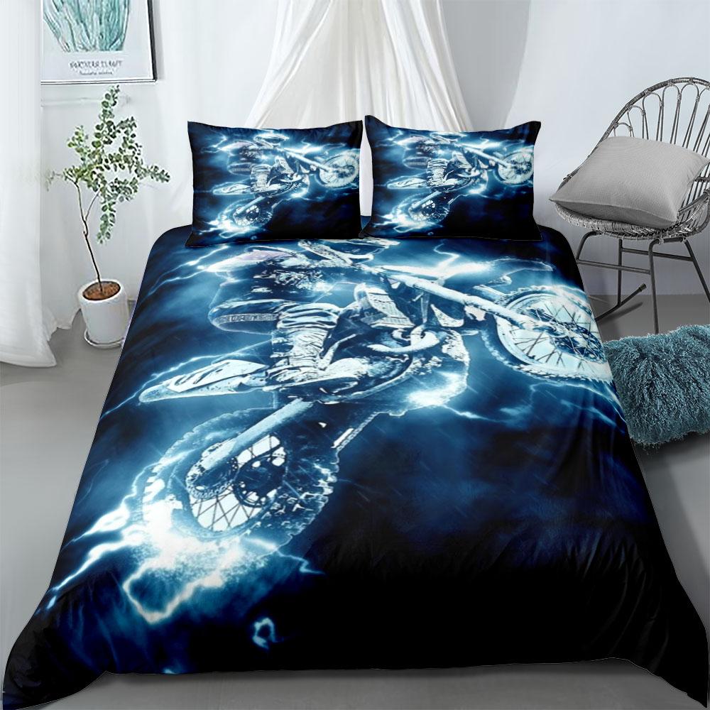 Motorcycle Rider Duvet Cover Set UK Single Double Queen US Twin Full King Size Bed Linen Set