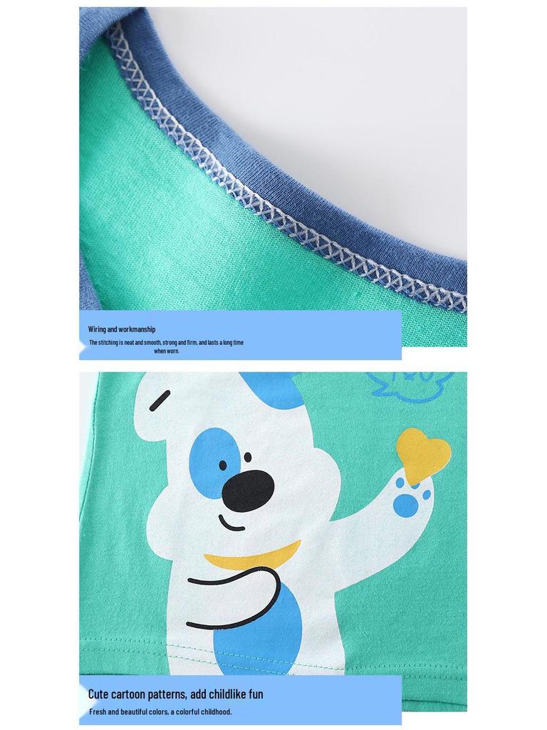 Kids' Cartoon Short Sleeve T-Shirt: Korean Style for Boys and Girls