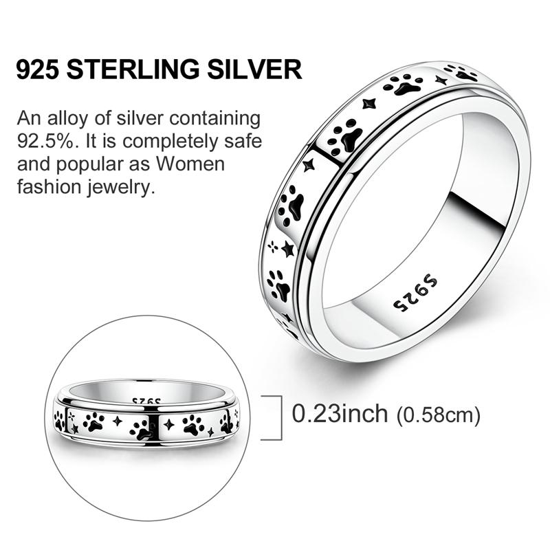 Original 925 Silver Rotatable Stars Sunflower Dolphin Open Rings for Women Girls Jewelry Birthday Anniversary Engagement Gifts