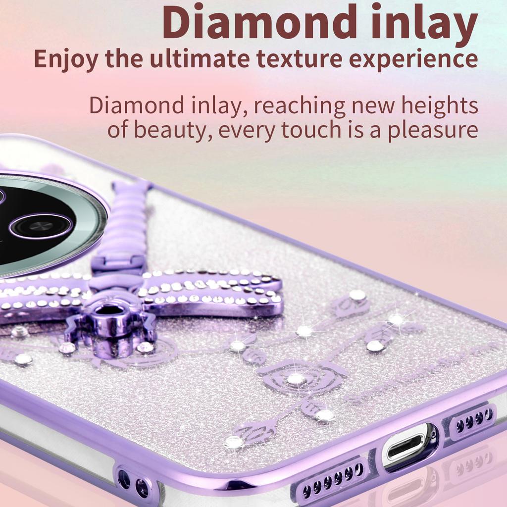 KADEM For Honor X60 Pro 5G/X9c 5G/Magic7 Lite 5G Case Dragonfly Kickstand TPU Flowers Glitter Phone Cover