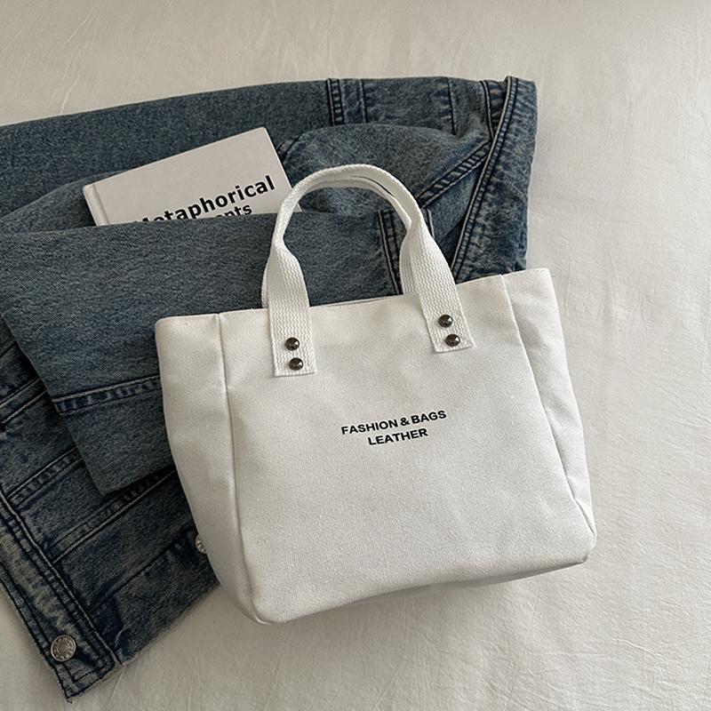 Geantă de mână din pânză cu litere imprimate, portabilă, reutilizabilă, pentru cumpărături, capacitate mare, genți tote pentru prânz
