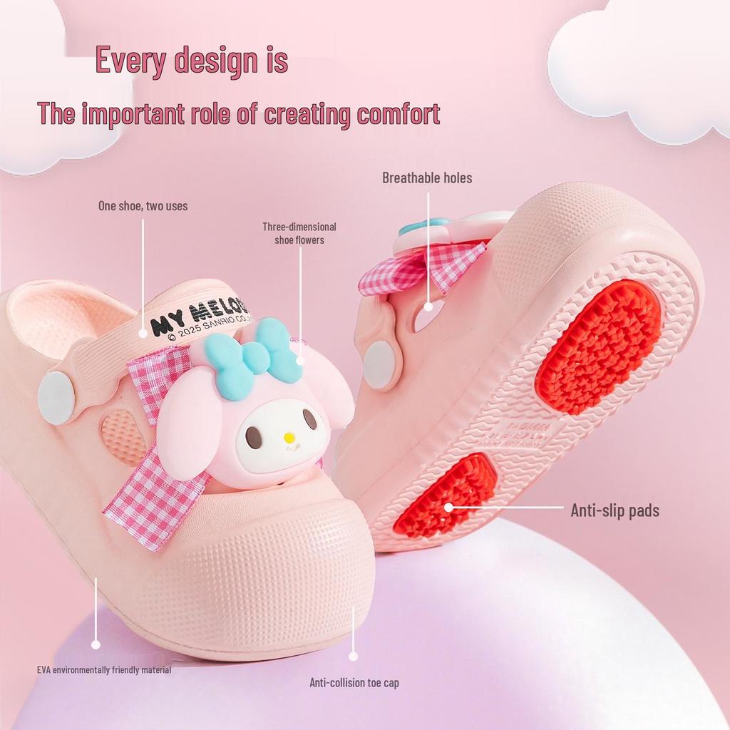 Sanrio Girls' Summer Slippers: Non-Slip, Closed-Toe Clogs & Sandals for Indoor/Outdoor Use