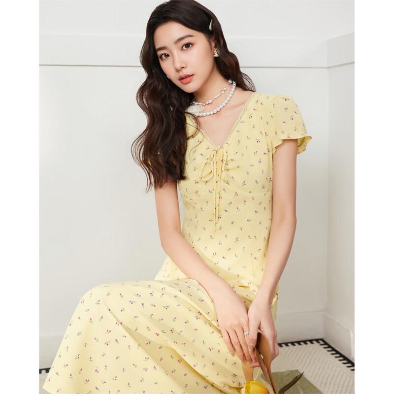 IEF French Holiday Floral V-neck Midi Dress